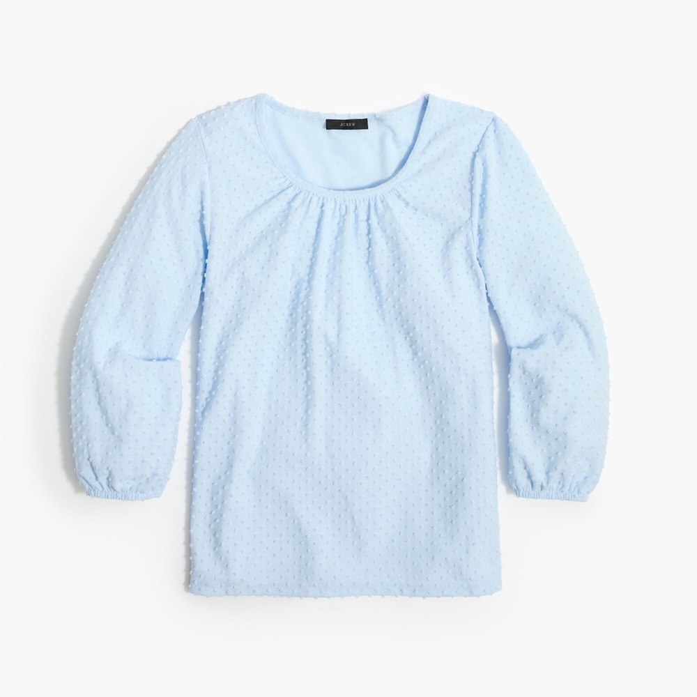JCrew Outlet light blue Poet sleeve clip dot shirt M